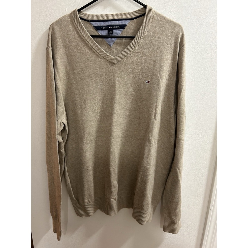 Tommy Hilfiger Men's‎ Pullover V-neck Sweater Tan Size XL